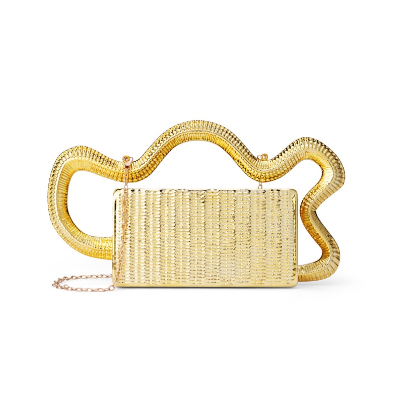 Women Bags Golden - 2026 Acrylic Fashion Serpentine Handle Handbag