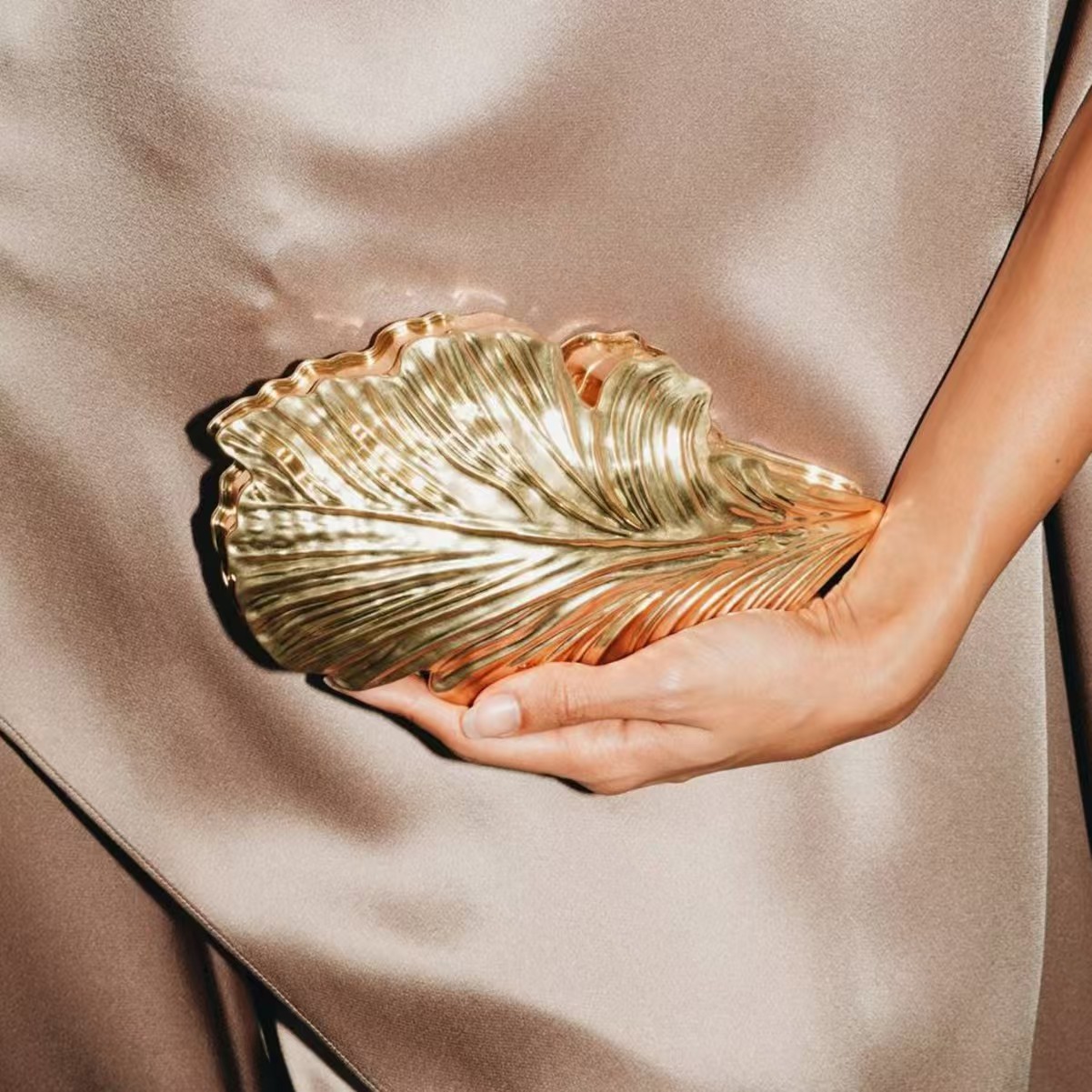 Women Bags Golden - Luxury Golden Fashion Acrylic Leaf Metal