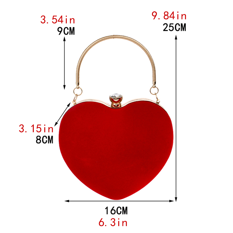 Red Heart Design Women Clutch  - đánh giá và giá Women Bags Golden