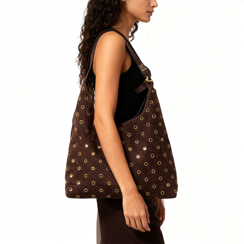 Suede Metal Studded Tote Bag w - đánh giá và giá Women Bags With Wallet