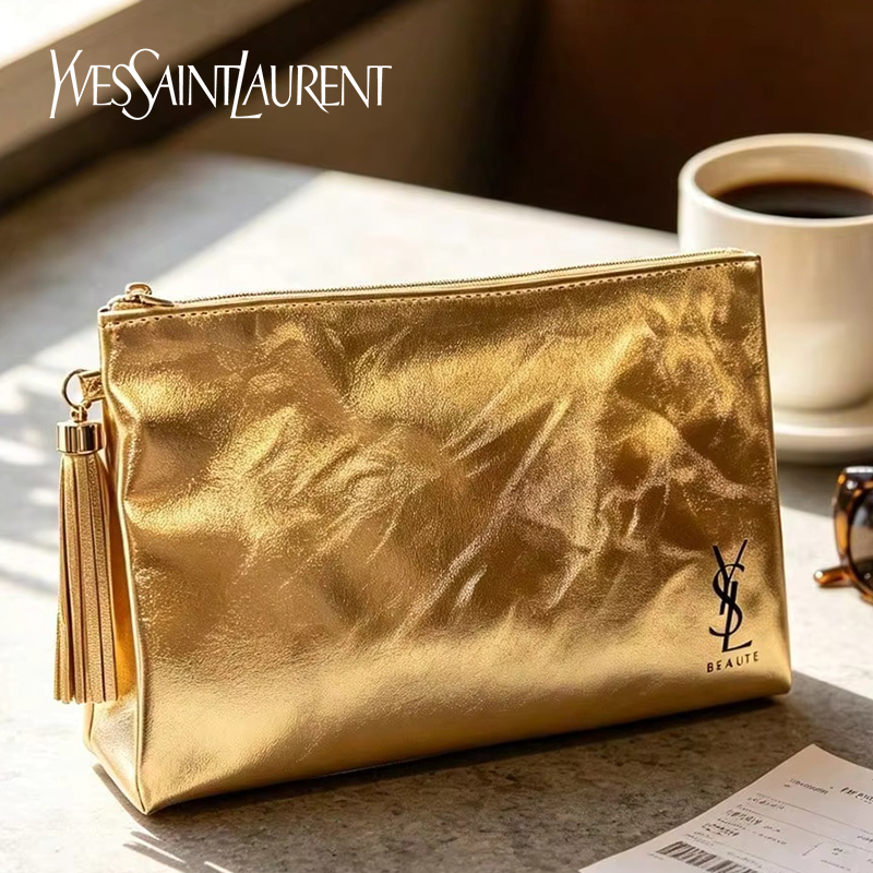 YSL Golden Cosmetic Bag, Porta - đánh giá và giá Women Bags Golden