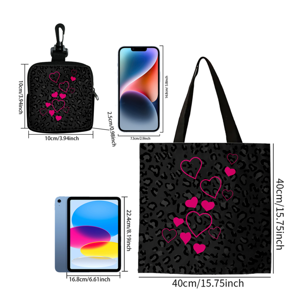 Black Leopard Print Pink Heart - đánh giá và giá Women Bags And Purses